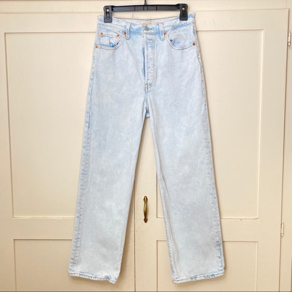 Levi's Ribcage Straight High Waist Ankle Lose your Marbles Acid Wash Jeans 29 - Picture 3 of 8